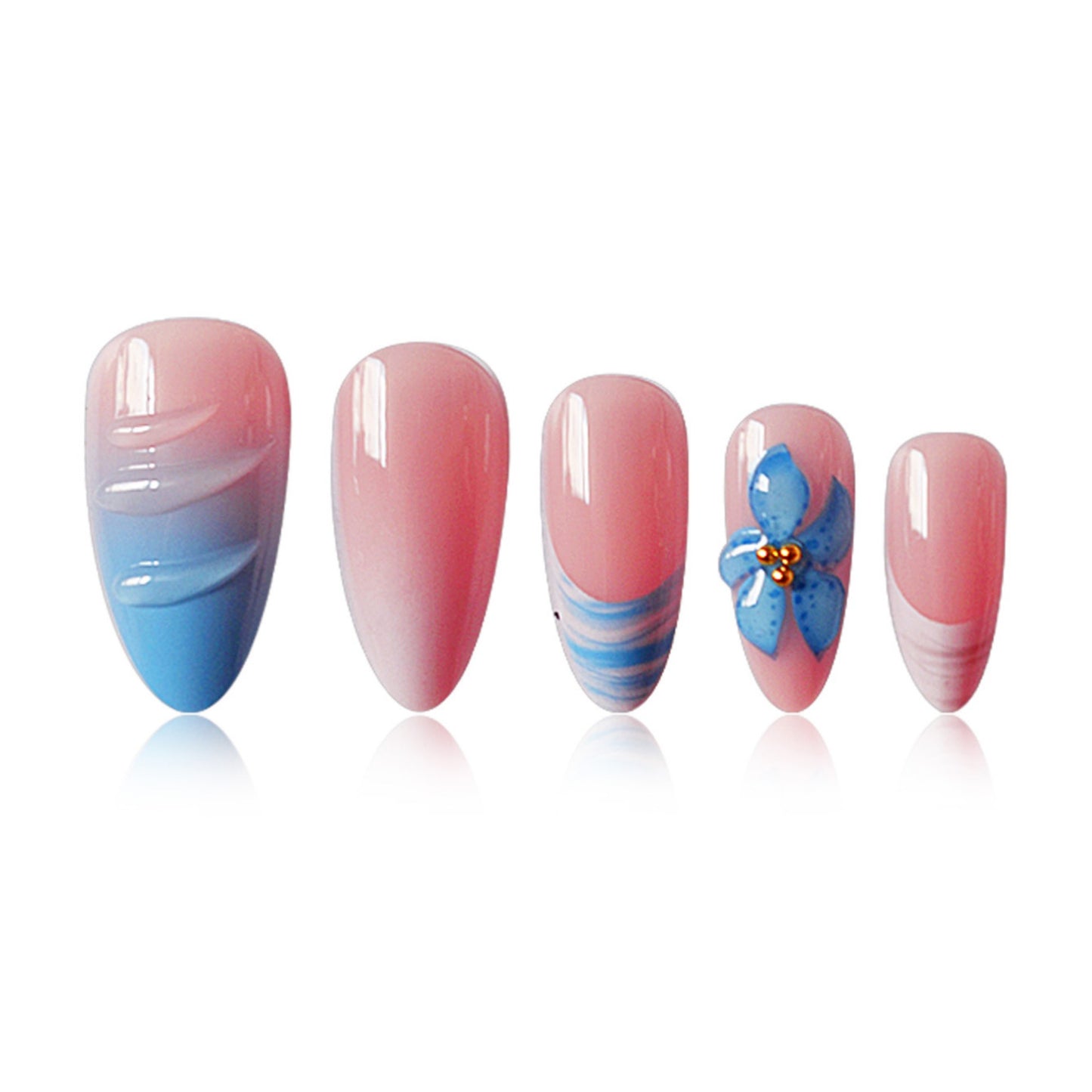 3D Blumen- und Ozean-Themen Nagelkunstverlängerungen Brehn
