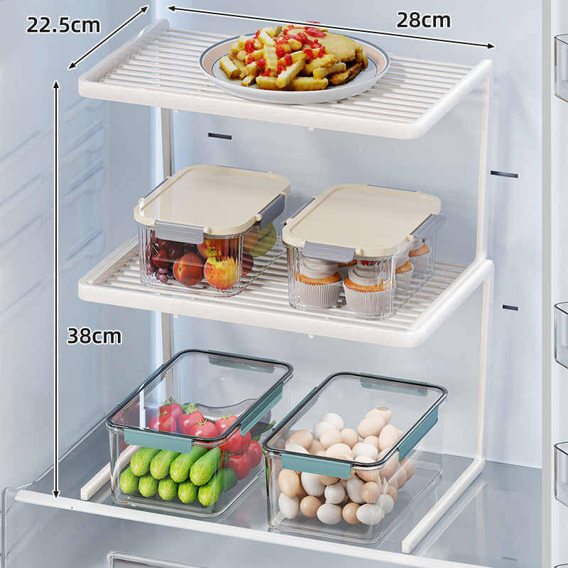 Doppelschicht Kühlschrank Regal Organizer Rack mit lamellierter Oberseite