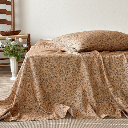 Gegerbete Leinenmischung Floral Bettüberwurf und Kissenbezug Set