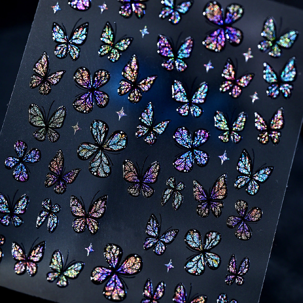 Glitzernde Schmetterling Nagelkunst Aufkleber