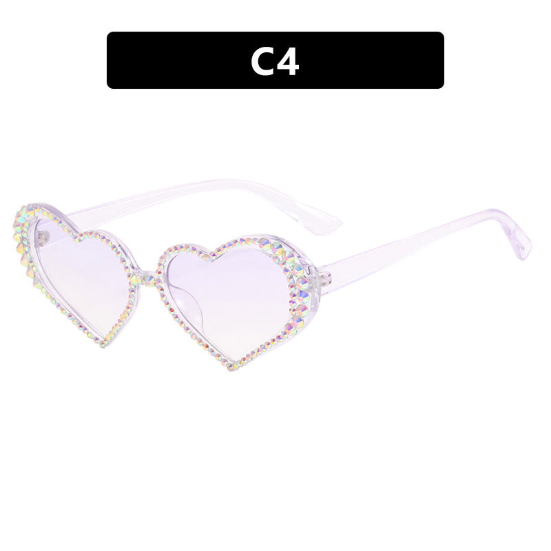 Damen Herzförmige Sonnenbrille mit strassbesetztem Rahmen Brehn