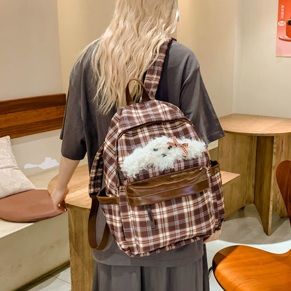 Hübscher Rucksack mit Plüsch-Charakterverzierung Brehn