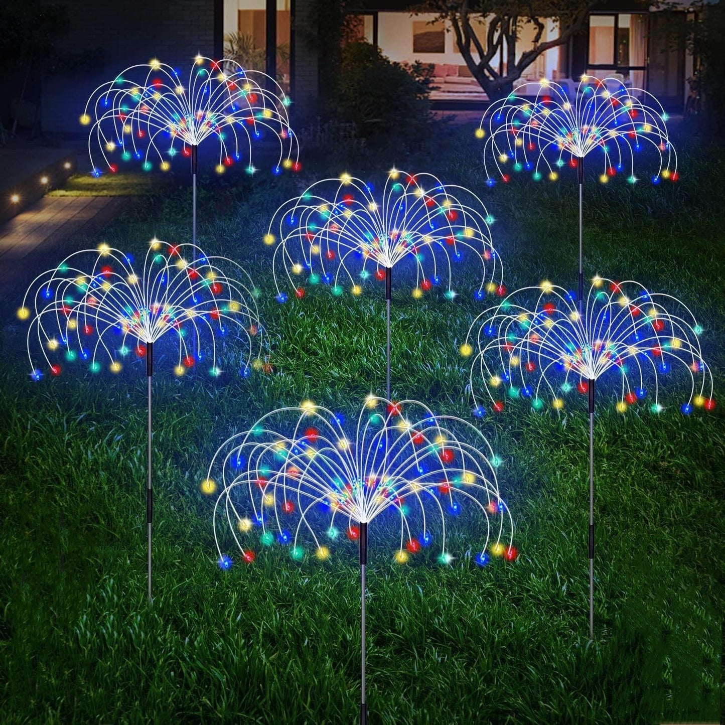 Solarbetriebene Faseroptik Löwenzahn Gartenstecklichter Mit wasserdichtem LED Feuerwerks Effekt Brehn