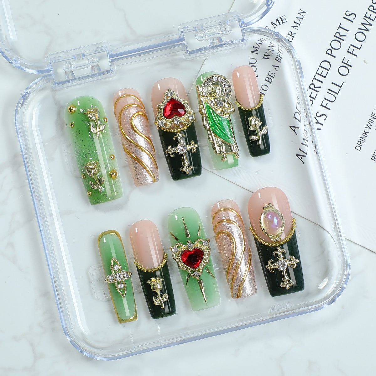 Kunstnagelset mit luxuriösen 3D-Verzierungen Brehn