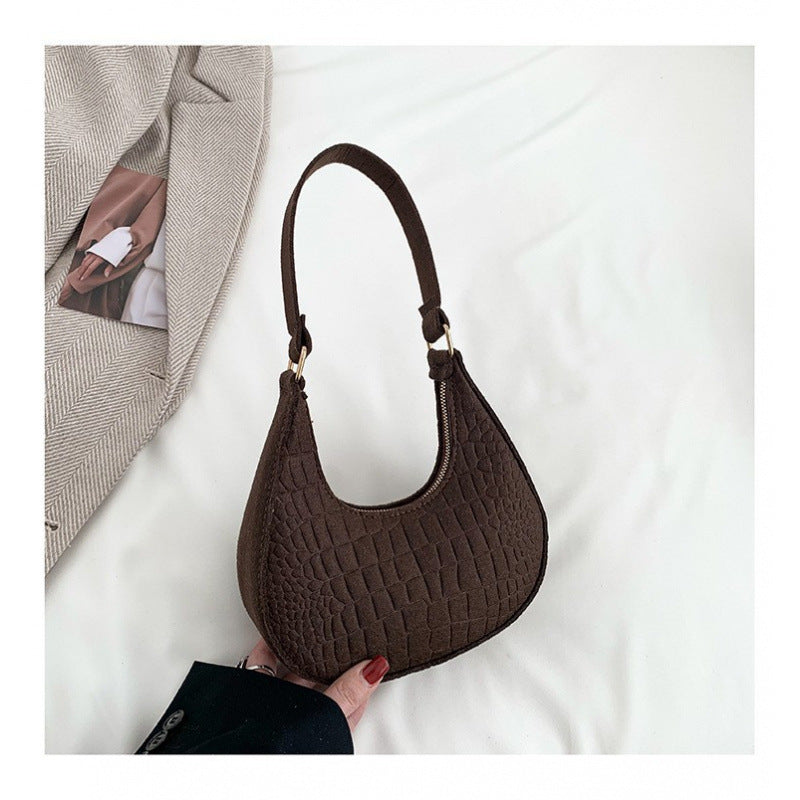 WoCrocodile-Textur Handheld Hobo Tasche Brehn