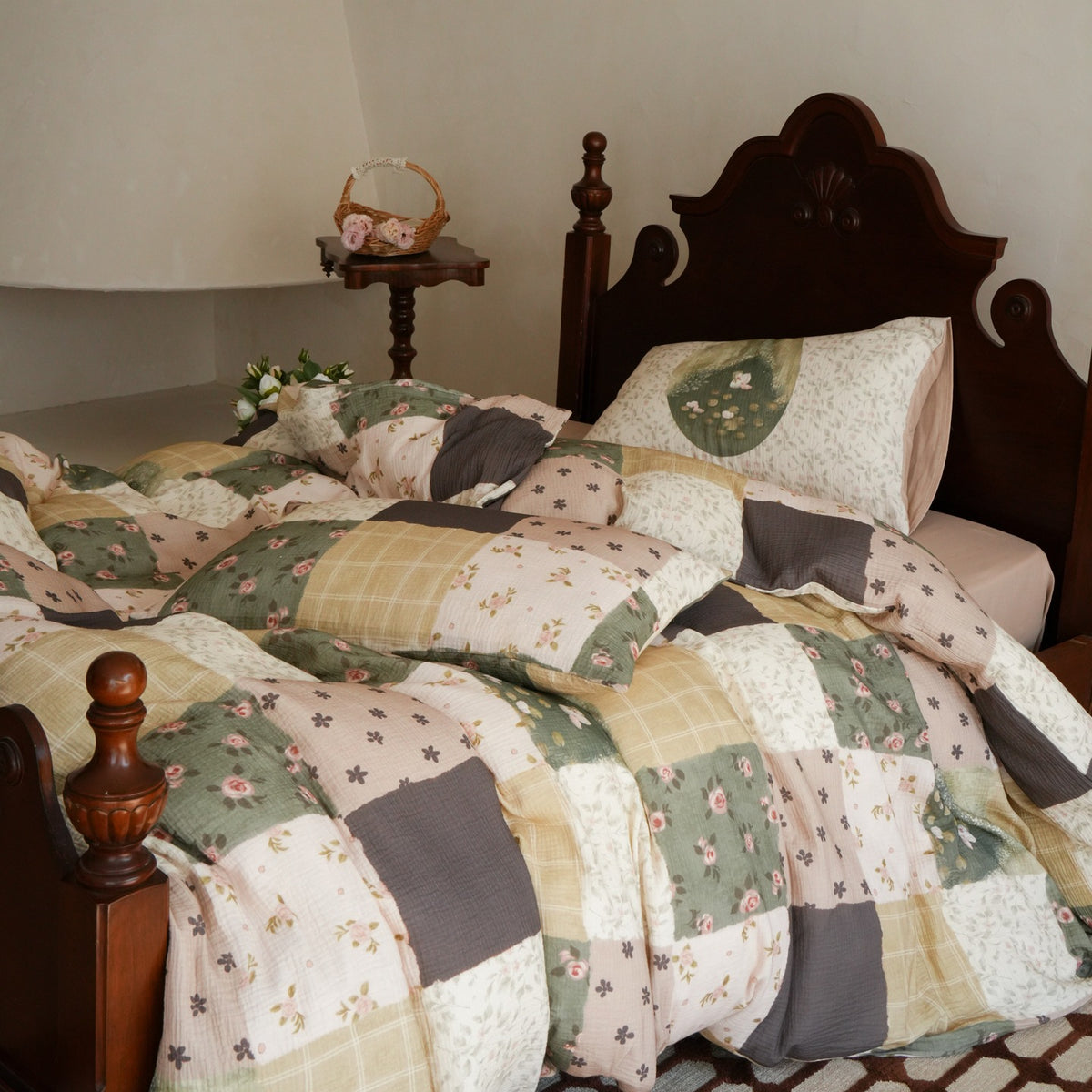 Umkehrbare Patchwork-Baumwolle Quilt Bettbezug Set