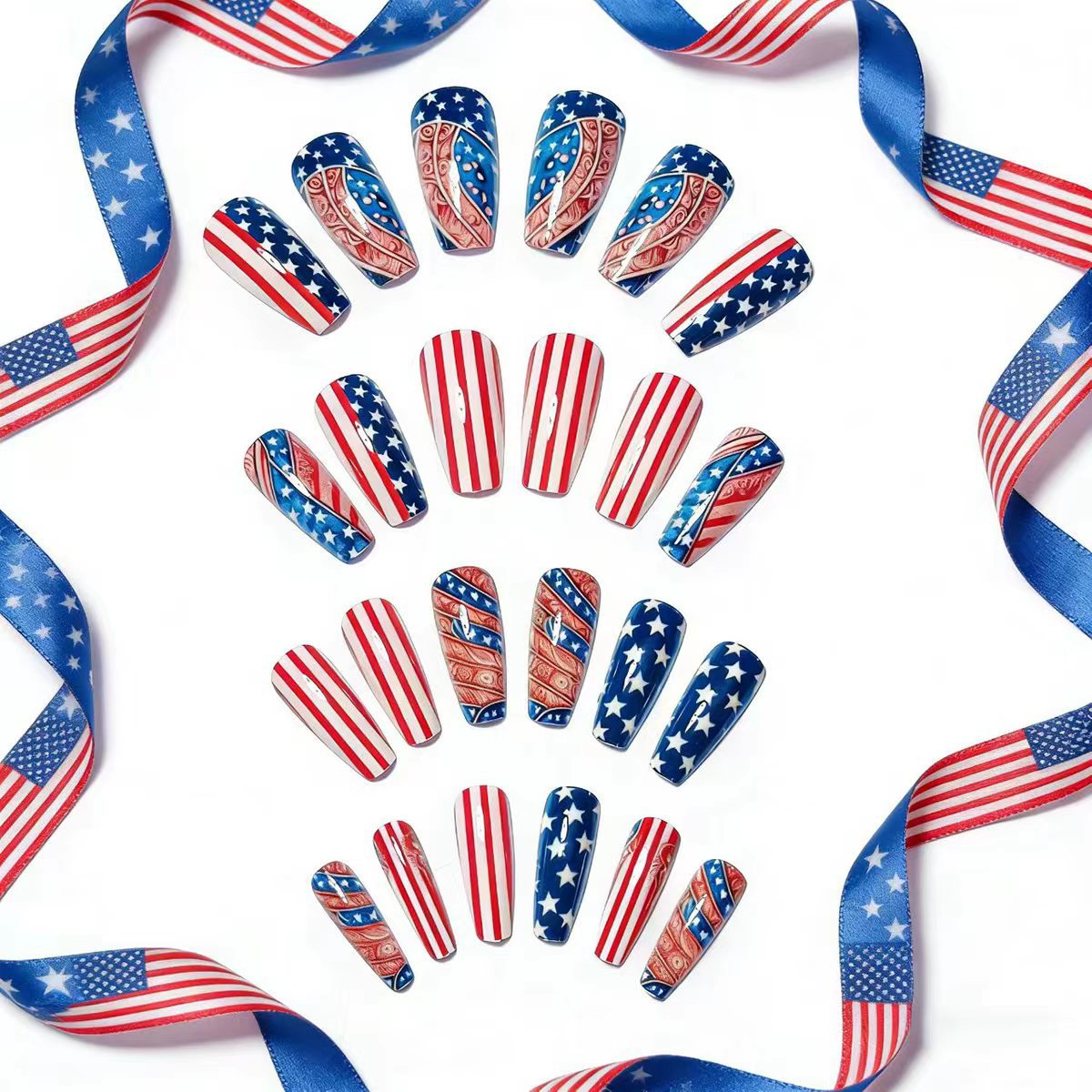Kunstnägel mit Kreativen Patrioten-Motiven Brehn