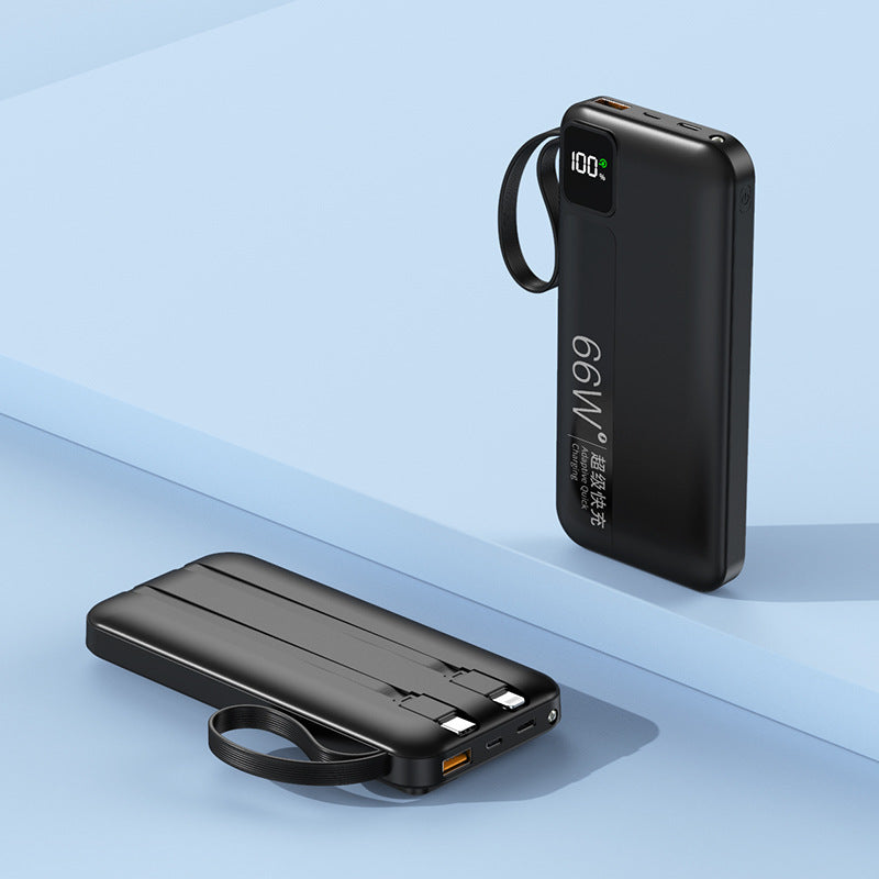 Hochleistungs-Powerbank mit integrierten Ladekabeln und digitalem Display Brehn