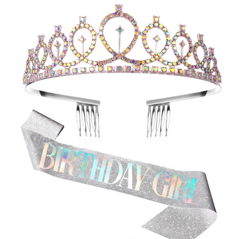 Damen Glitzernde Geburtstagskrone mit aufwendigem Haarband Brehn