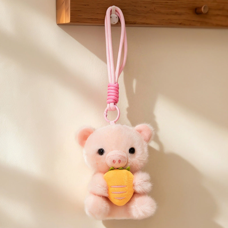 Plüsch Calico Katze Erdbeer Mini Taschenanhänger Schlüsselanhänger mit weichem Seilschlaufe & Metallclip Brehn