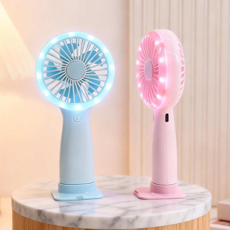 Damen tragbarer Handventilator mit LED-Beleuchtung und USB-Anschluss Brehn