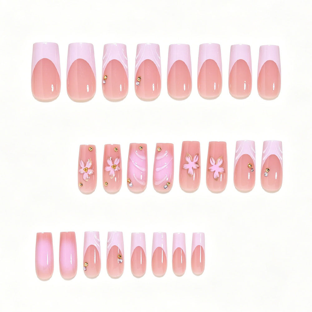 Elegantes florales Nagelkunst Press-On Set Brehn