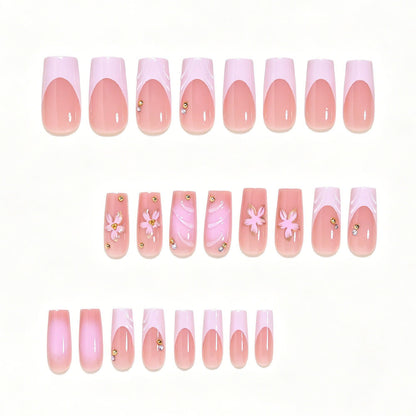 Elegantes florales Nagelkunst Press-On Set Brehn
