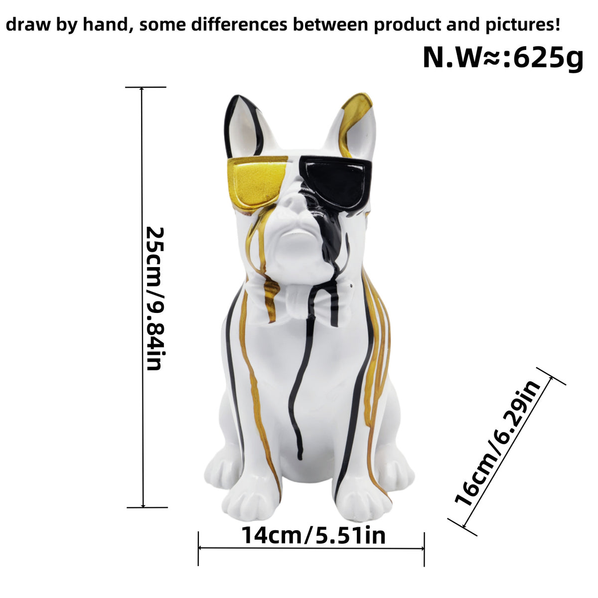 Bunte Bulldogge Dekofigur aus Kunstharz Brehn