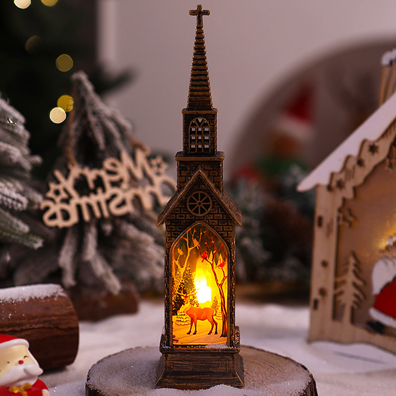 Nostalgische Weihnachtslaterne mit beweglichem Santa-Motiv Brehn
