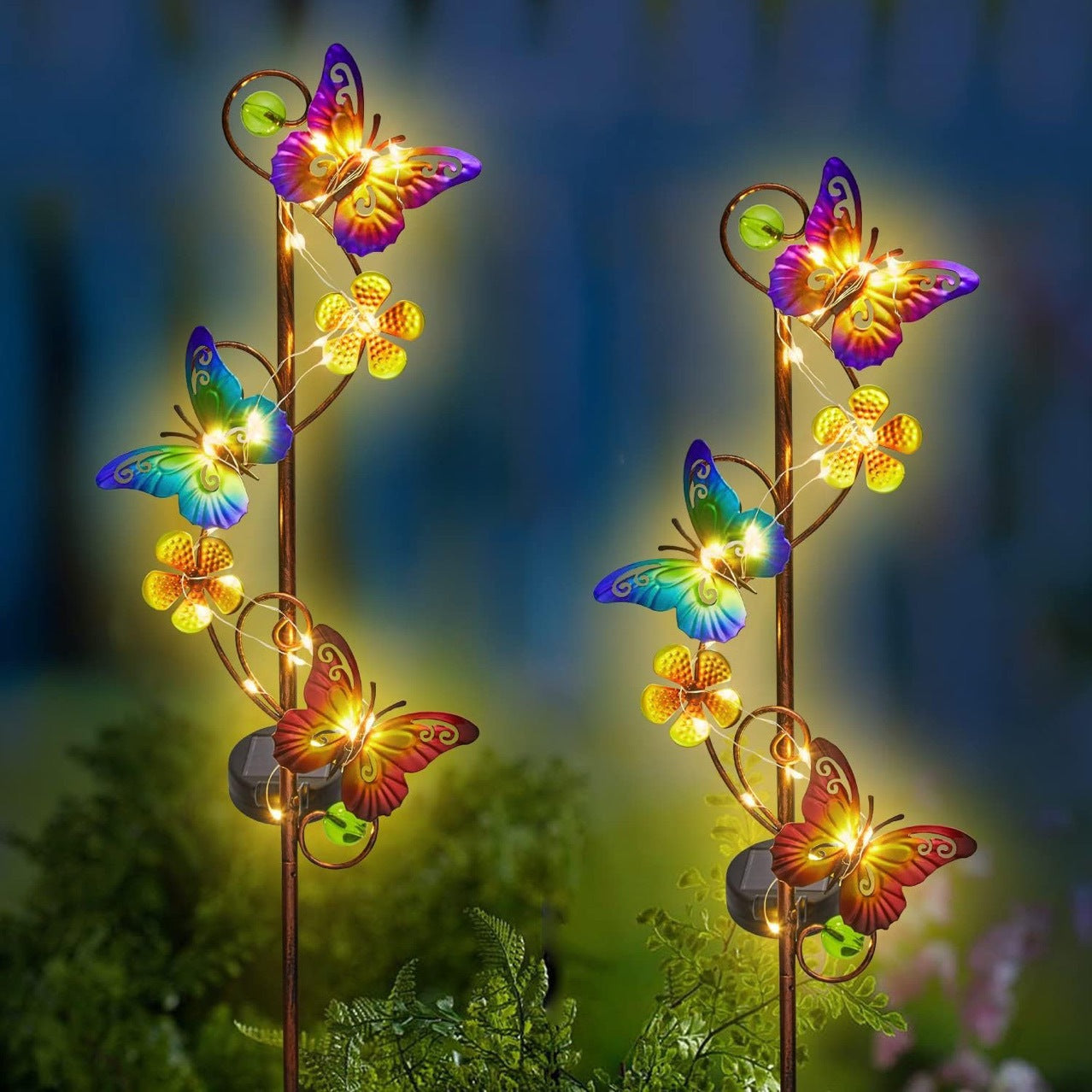 Solar LED Schmetterling Gartenstecker Dekorativer Metall Garten Ornament Brehn