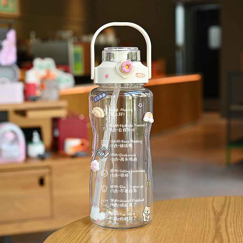 Damen Trinkflasche mit integrierter Zeitmarkierung und praktischem Tragegriff Brehn
