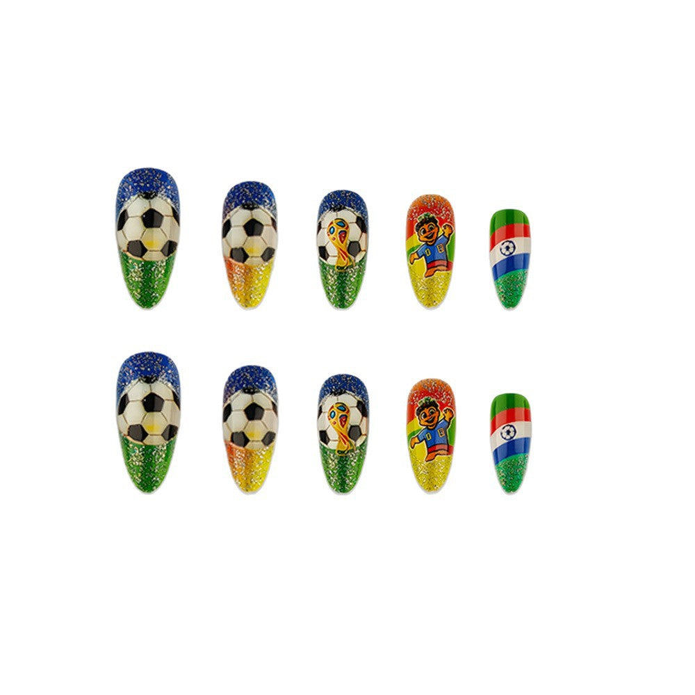 Kunstnägel mit Fußball-Motiv und Glitzerakzenten Brehn