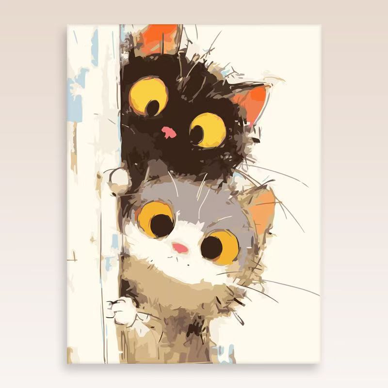 Verspielt Katzenporträt Wandkunst Brehn