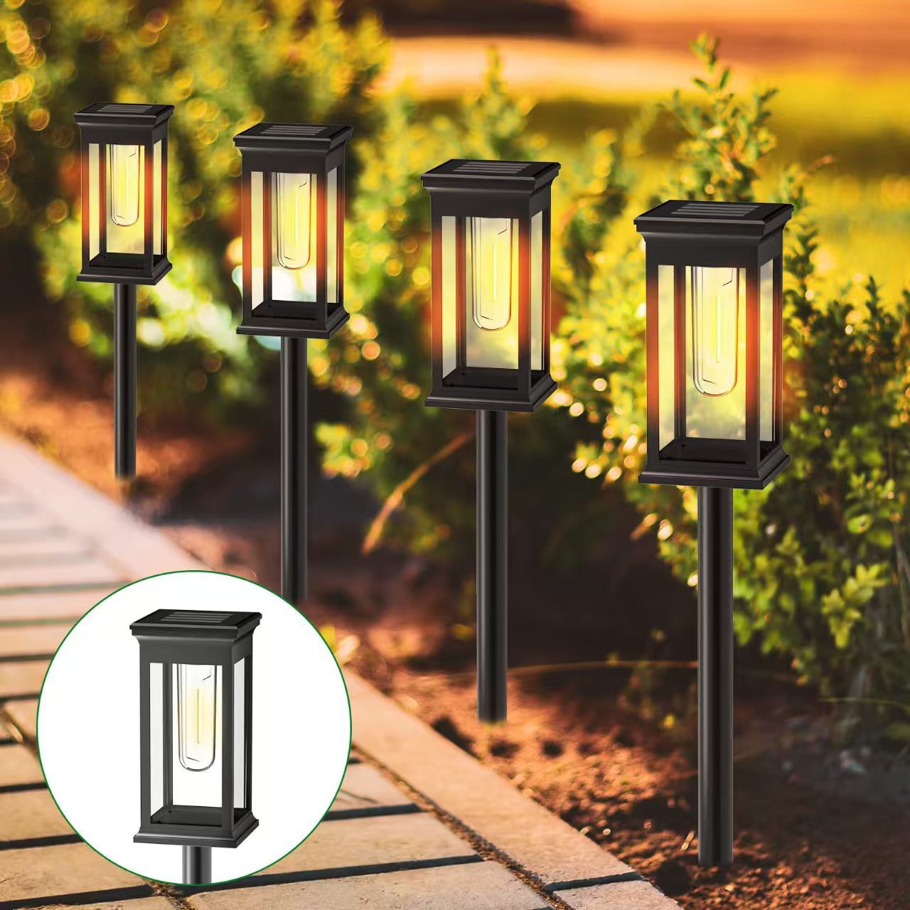 LED Gartenstecker Laterne mit satiniertem Acrylglas und wetterfestem Metallrahmen Brehn