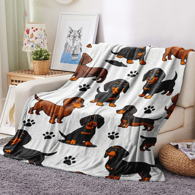Weiche Cartoon-Dackel-Themen-Fleece-Decke