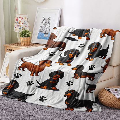 Weiche Cartoon-Dackel-Themen-Fleece-Decke