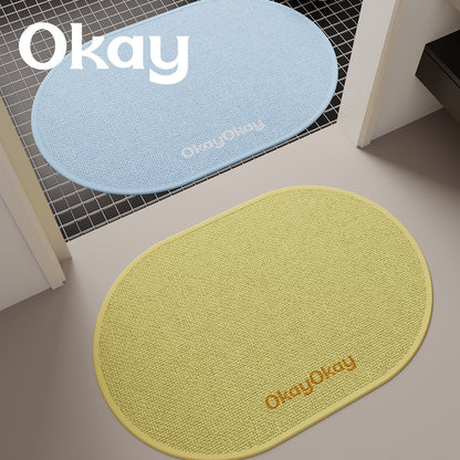 Non-Slip Oval Entrance Door Mat with Absorbent Loop Pile