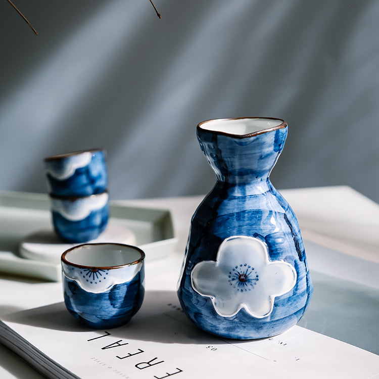 Japanische Sakura Handgefertigte Keramische Sake-Sets | Brehn