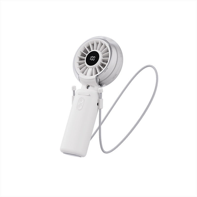 Kühlender faltbarer wiederaufladbarer Handventilator mit digitaler Batteriestandsanzeige und abnehmbarem Nackenband Brehn