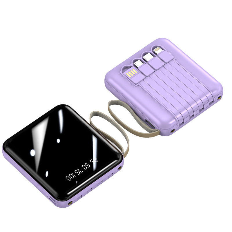 Tragbare Powerbank mit integrierten Kabeln und digitaler Anzeige Brehn