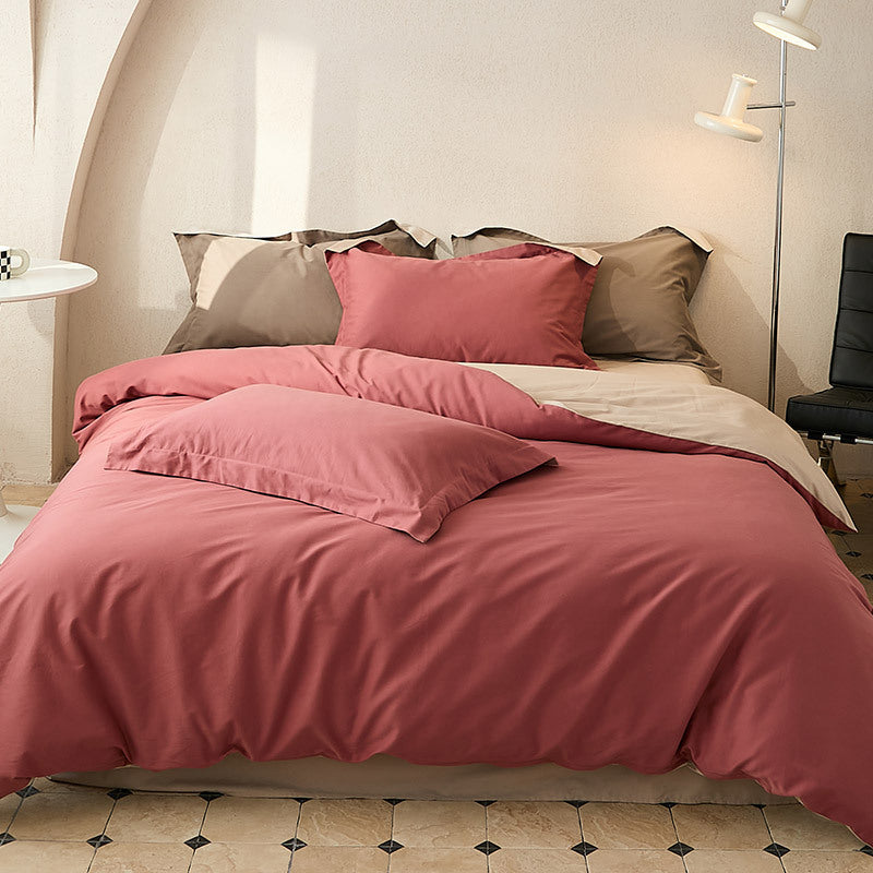 Bettwäsche-Garnitur aus Premium-Baumwollmischgewebe Wende-Design und verdecktem Reißverschluss