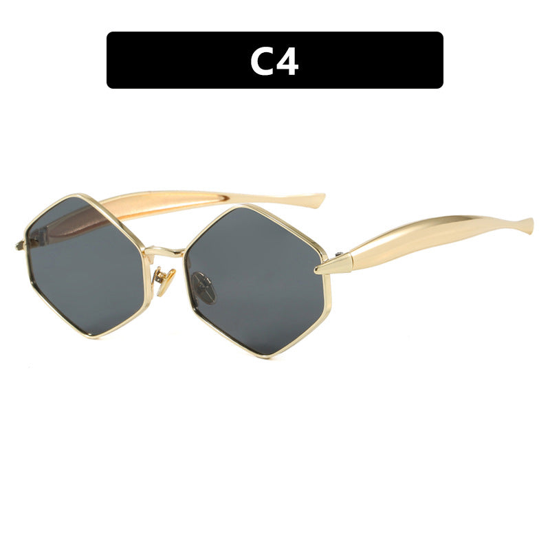 Damen hexagonale Sonnenbrille mit elegantem Metallrahmen und UV-Schutz Brehn