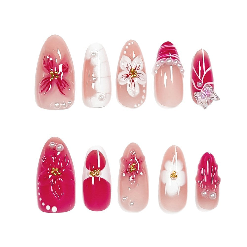 Dekorative Blumen Press-On Nagelkunst Kollektion Brehn