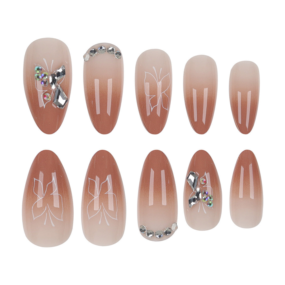 Elegante Stiletto Press-On Nägel mit verzierten Designs Brehn