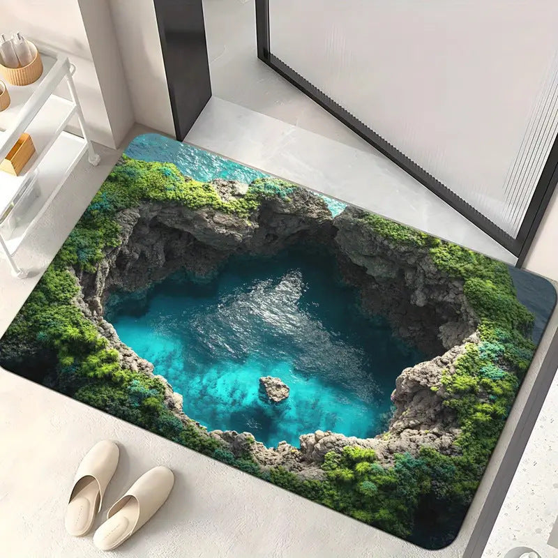 3D-Ziegelmuster-Optische Illusion Badematte Brehn