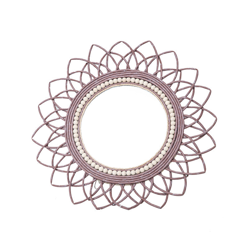 Dekorativer Wandspiegel mit Rattanrahmen Brehn