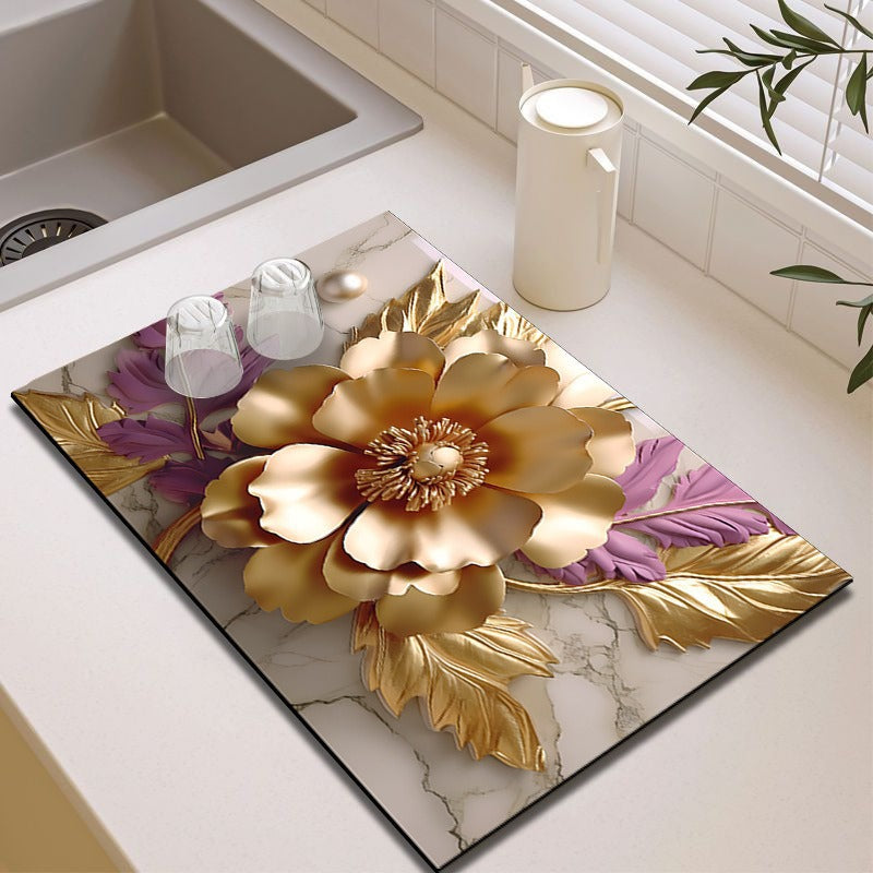Elegante Blumenmuster Küchenmatte