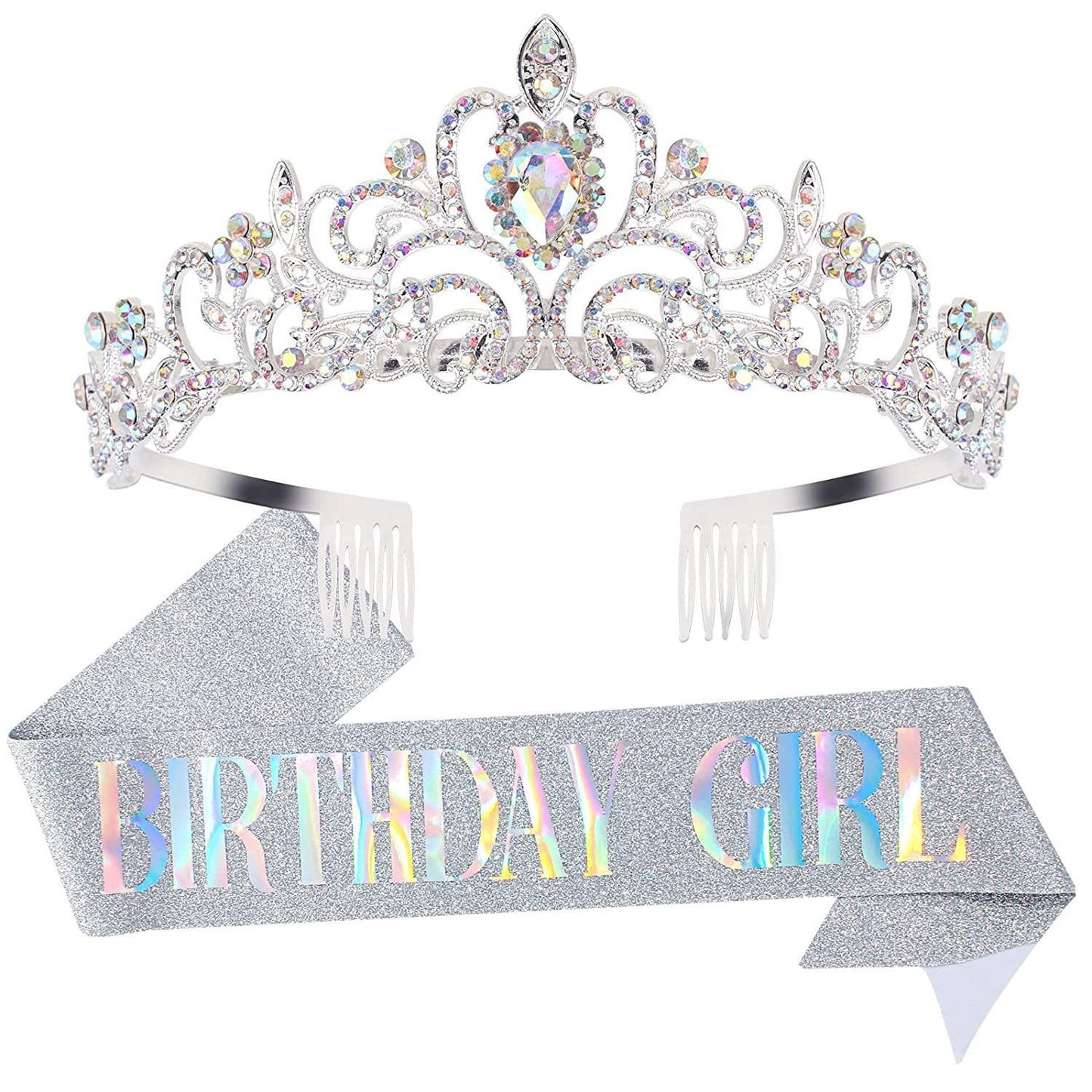 Damen Festliche Tiara mit schimmernden Strasssteinen Brehn
