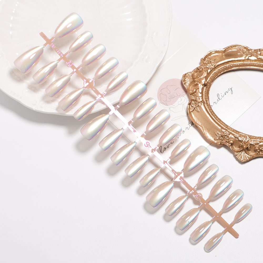 Iridescent Glossy Press-On Nail Set Brehn