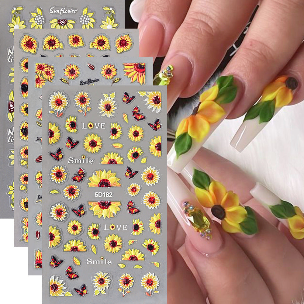 Sonnenblumen-Nagelkunst-Aufkleber-Set
