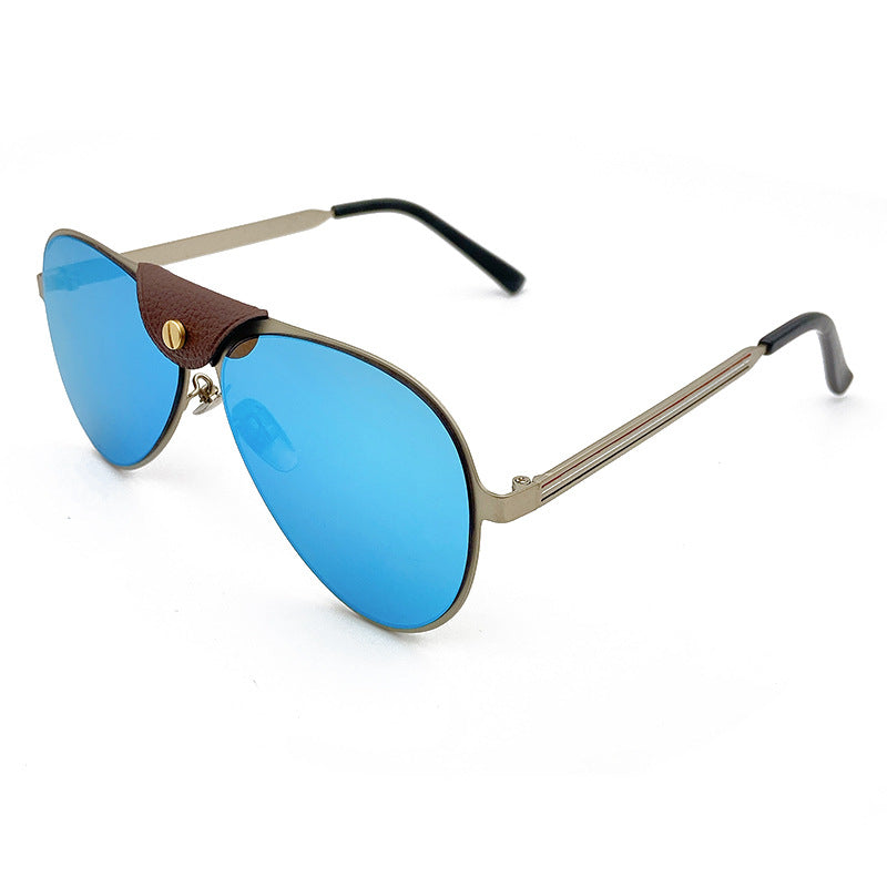 Retro Piloten-Sonnenbrille mit Blau Getönten Gläsern Brehn