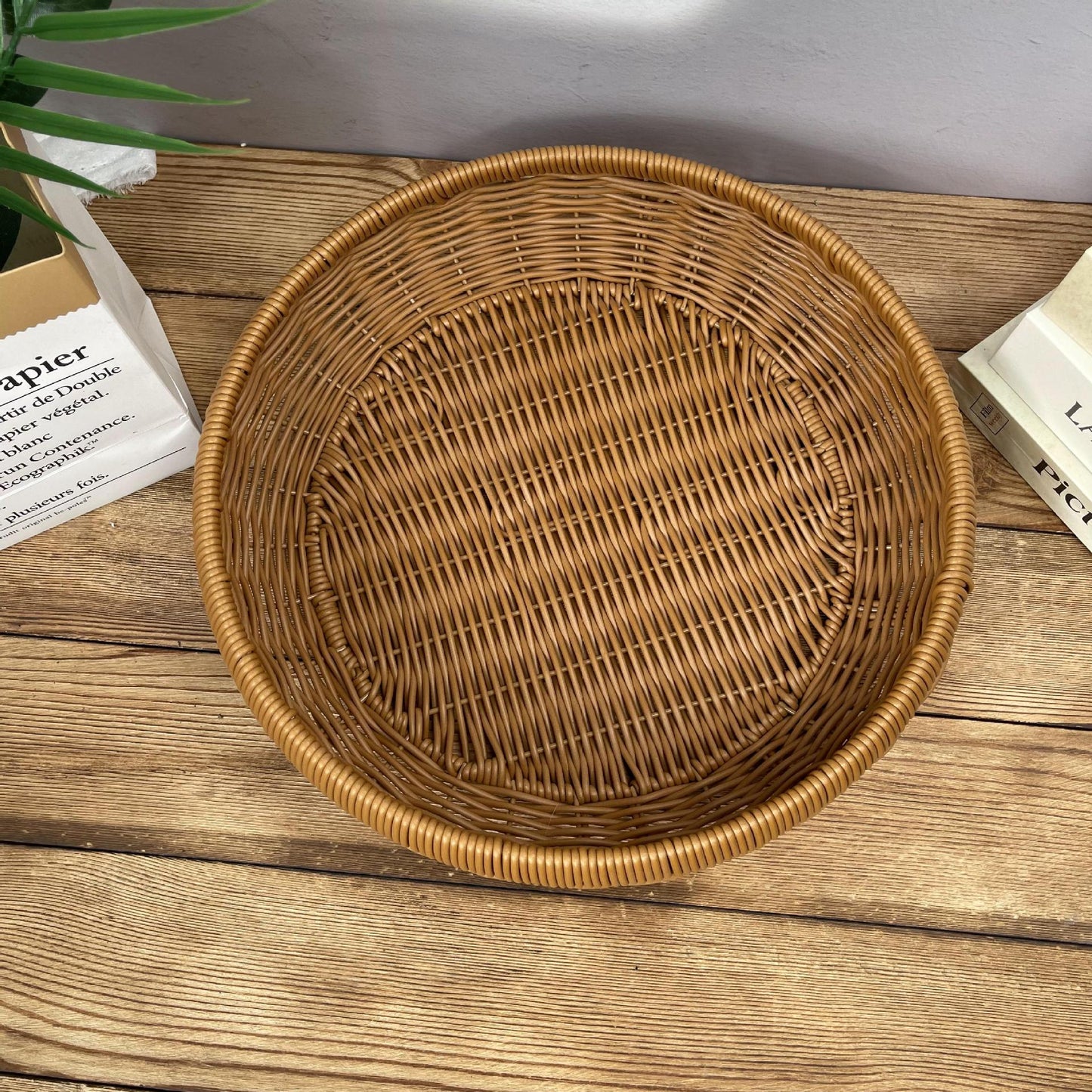 Damen runder Servierkorb aus geflochtenem Rattan Brehn