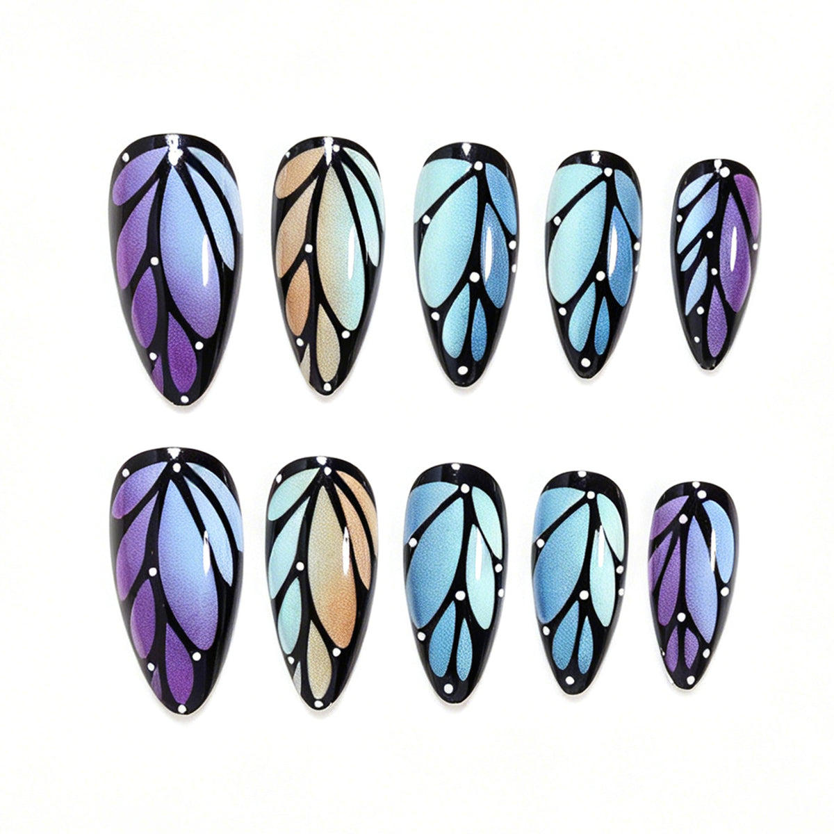 Künstlerisches Stiletto-Nailart-Set mit Blattmustern Brehn