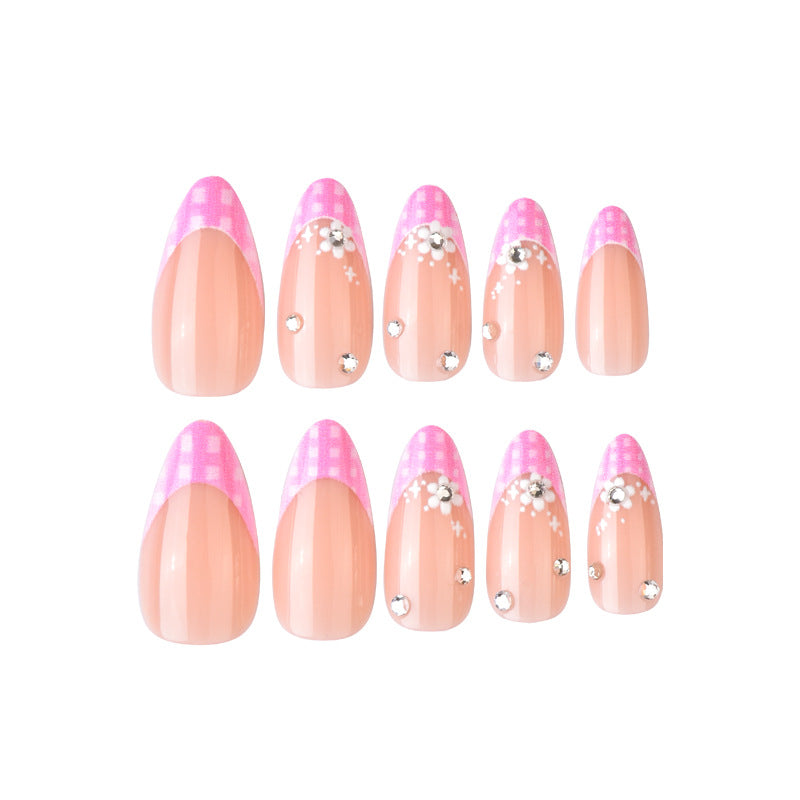 Künstlerisches Floral Französisch Press-On Nagelset Brehn