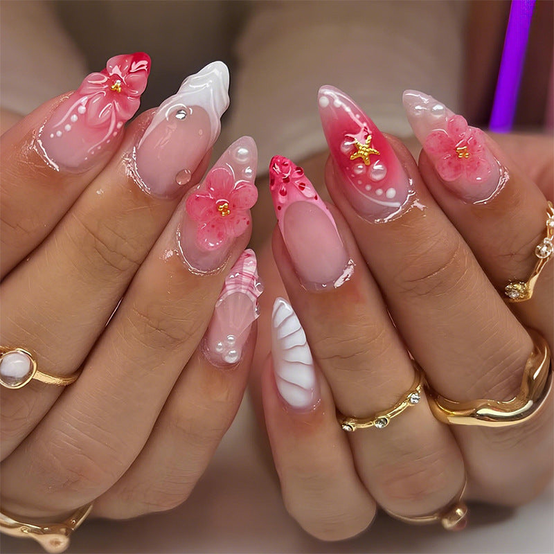 Elegantes florales Design Press-On-Nagelset Brehn