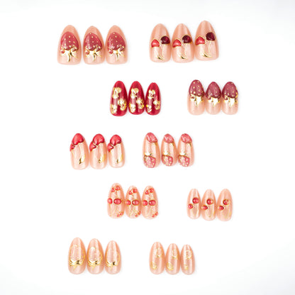 Kirsch-Themen Künstlerisch Press-On Nail Set Brehn