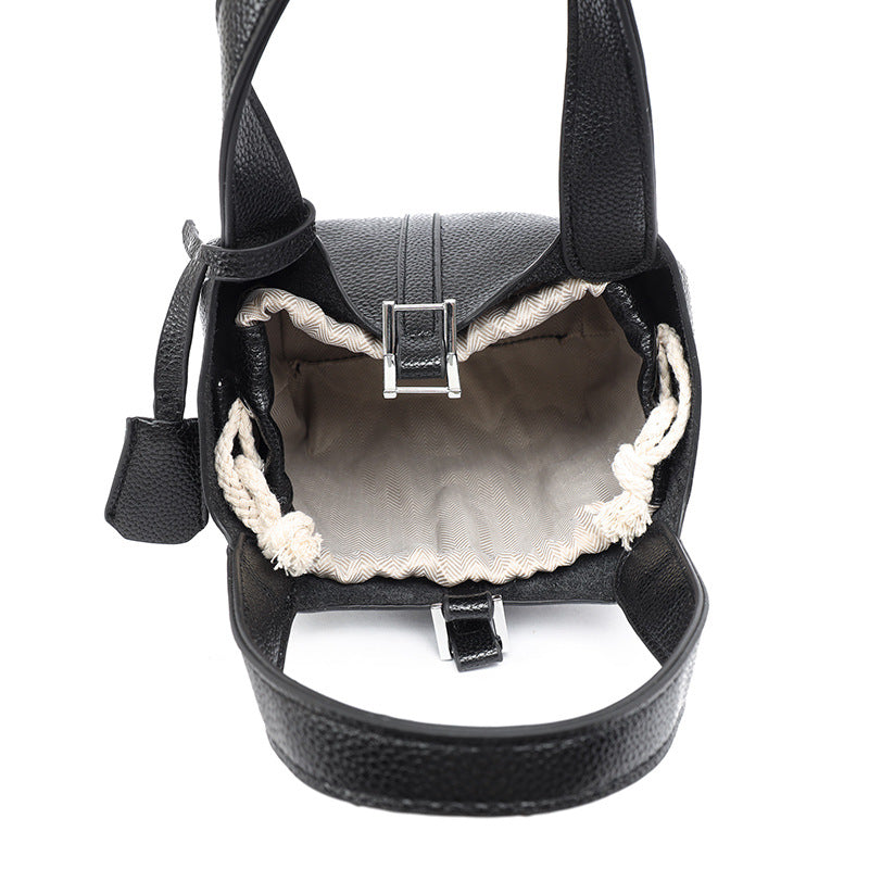Dual-Compartment Textured Leather Tote Bag Brehn