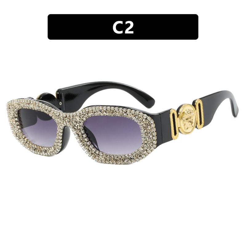 Damen extravagant gestaltete Sonnenbrille mit strassbesetztem Rahmen Brehn