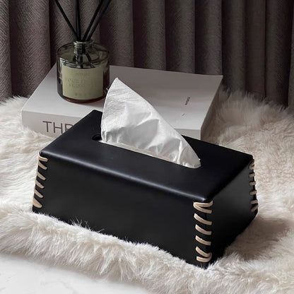 VédaLuxe Leder Taschentuchbox – handgefertigte Eleganz aus gewebtem Leder | Brehn