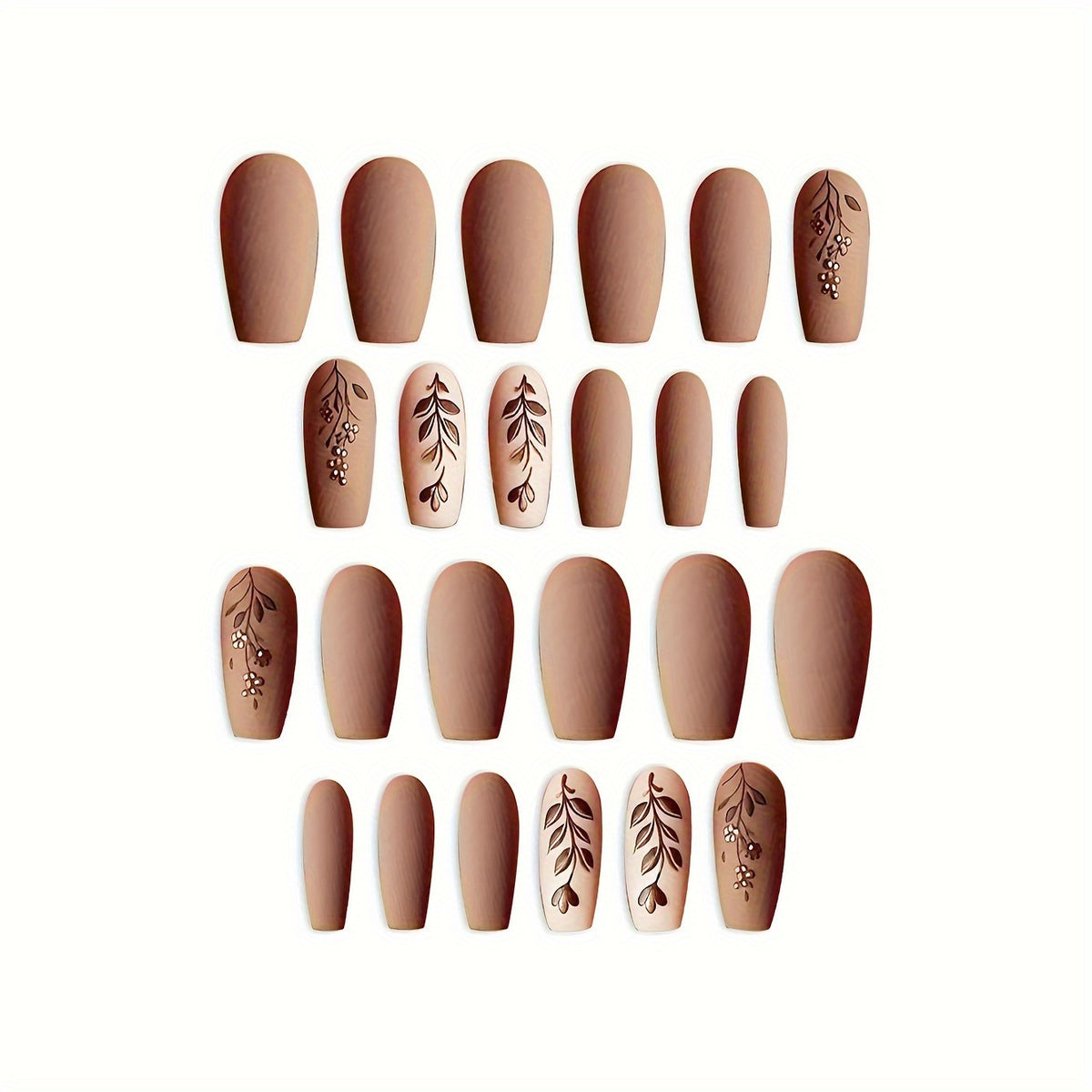 Elegante Florale Matte Nagelkunst Brehn